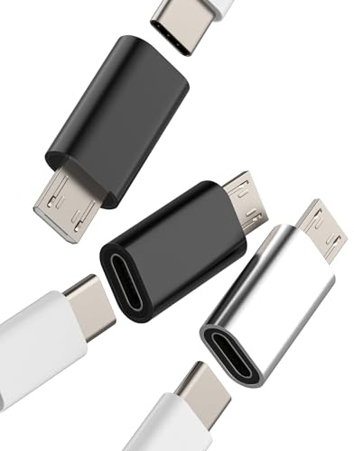 Adaptateur USB C Femelle vers Micro USB Mâle (Lot de 3) Connecteur Prise Chargeur Compatible avec Samsung Convertisseur Câble Type C Adaptateurs MicroUSB Power