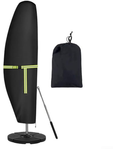Feegow Parasol Cover Waterproof, Cantilever Parasol Protective Cover With Telescopic Pole, 420D Oxford Cloth Large Outdoor Umbrella Patio Parasol,(L)