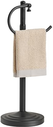 RFOUO Porte Serviette, Porte-Serviettes pour Comptoir, Convient pour Plans De Travail De Lavabo, Cuisine Et Salle De Bain, Porte-Serviettes Extensible, Acier Inoxydable, Noir
