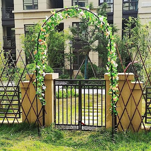Pergola de jardin en fer forgé – 120–350 cm de largeur pour mariage et support de vigne – Treillis blanc élégant pour plantes grimpantes 3 m x 2,2 m décoration extérieure