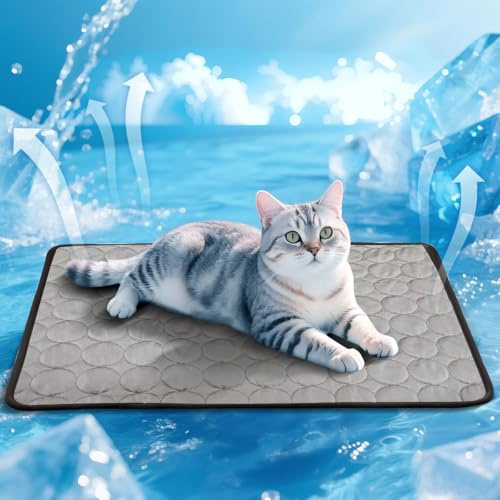 fuzhik Kühlmatte Katzen Selbstkühlende Matte Kühldecke Hund Haustiere Hundedecke rutschfeste Schlafbett Waschbar Atmungsaktiv Kühlkissen Sommer Heißes Wetter, 60 * 51cm (braun)