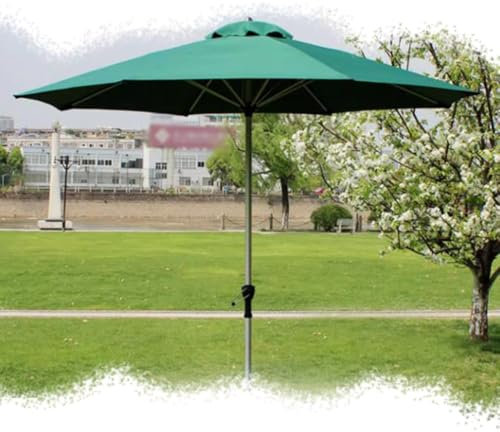 SMELEDFCFK 270cm Parasol Droit Exterieur Parasol De Jardin Mât Central en Aluminium Parasol De Marché avec Manivelle Pare-Soleil Grand avec 8 Baleines(Dark Green)