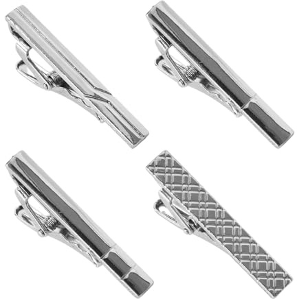 4 Stück Herren Krawattennadel,Silber Edelstahl Krawattenklammer,Starke Klemmkraft,Klassisch Krawattennadeln für Hochzeit,Jahrestag,Geschäft,Männer-Alltag (4 cm)