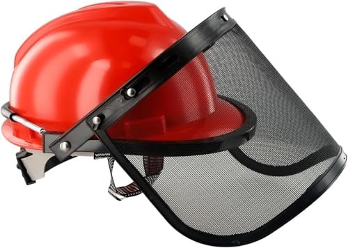 Casco Protettivo da Lavoro Elmetto Forestale con Visiera a Rete per Giardinaggio Casco di Sicurezza Regolabile Professionale Visiera per Motosega, Decespugliatore, Tagliaerba, Giardinaggio, Prato