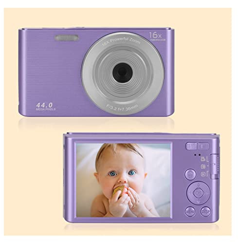 Appareil Photo numérique, 44MP Vintage appareils Photo numériques Enregistrement accéléré 4K caméscope Photographique Compact Vlog enregistreur vidéo for Enfants Cadeau(No SD Card,Purple)