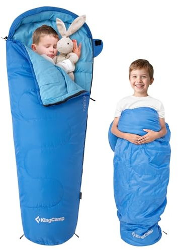KingCamp Mumie-sovsäck, 3–4 årstider, campingsovsäck för vuxna och barn (blå)
