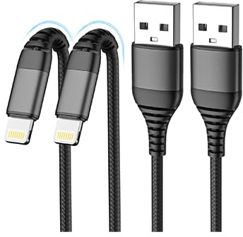 Câble iPhone Chargeur iPhone, Charger Cable 1M+2M [MFi Certified] Lightning USB Cable Fast Charging, Nylon Braided Tressé Ultra Résistant pour iPhone 14 13 12 11 Pro Max Mini XR XS X 8 7 6 5 SE, iPad