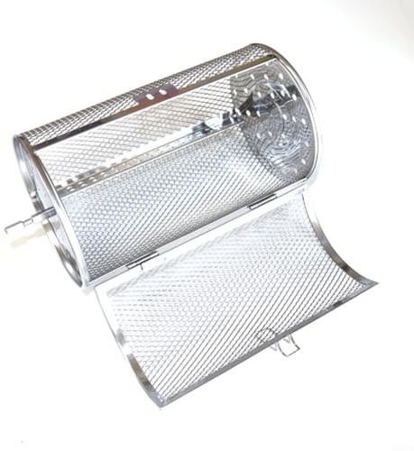 HpLive Rollender Grillkorb, Grillkorb Ofen Rotisserie Aus Edelstahl Mit Drehmechanismus Für Gleichmäßiges Rösten Und Grillen Für Kaffeebohnen(D)