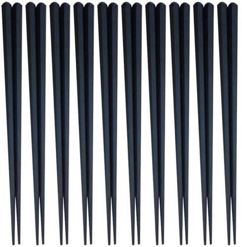 Toyvian Palillos para Sushi Hexagonales de Plástico, 10 Pares, Punta Fina Superficie Mate, Resistentes al Calor, Reutilizables y Ligeros para Vajilla y Servir en Cocina y Comedor