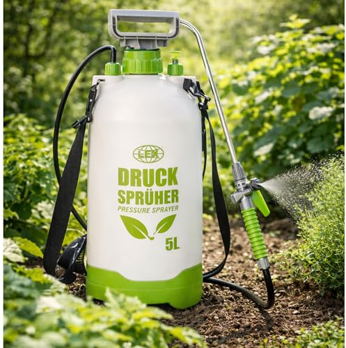 Mojawo Pflanzensprüher Handsprüher Drucksprüher Hochdruckspritze Messingdüse Schultergurt 5 Liter