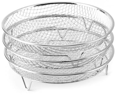 TAIZhiChen Rejilla Redonda Triple Niveles Resistente Al Temperatura Rejilla Apilable 3 Niveles Plateada Accesorio Culinario para Asar, Cocinar