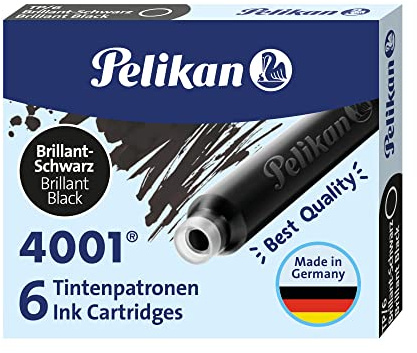 Pelikan 4001 Box von 10 Fällen von 6 Tintenpatronen TP/6 Schwarz glänzend