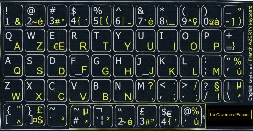 LA CAVERNE D'EABANI Touches Autocollantes Clavier QWERTY AZERTY FR Étanche Vinyle Blanc Compatible avec Clavier d'ordinateur portable, Ordinateur