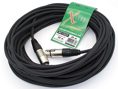 X-LEAD MC10GD200BK Gold serie – sehr gute Qualität Professionelles Mikrofon Kabel - XLR/XLR – Original INCO Stecker - (20 m schwarz)– MADE IN ITALY – by INCO