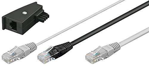 2er Set goobay RJ45 Y-Kabel und TAE Telefon Adapter (2X RJ45 Stecker auf RJ45 Stecker)