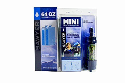 SPARSET Sawyer MINI SP107 Camouflage Wasserfilter + Trinkbeutel (2 x 2Ltr. Sawyer SP114)