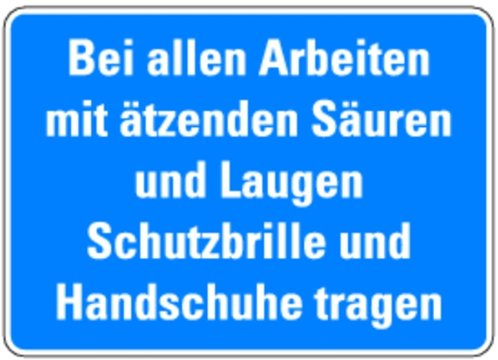 LEMAX® Hinweisschild, Arbeiten mit Säuren und Laugen, 250 x 350 mm Alu geprägt 350x250mm