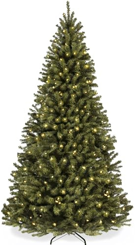 Best Choice Products Artificial Christmas Tree, 7.5ft Premium Pre-Lit Realistic Spruce Holiday Décor w/Dense Branches, Metal Base - Green Spruce