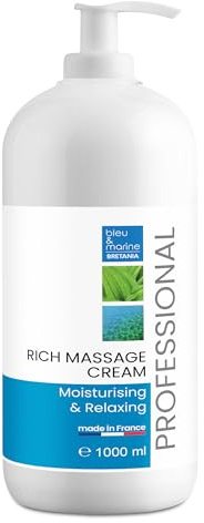 Crema de Masaje Profesional, Crema Hidratante Reafirmante Corporal, Masaje Relajante, Vitamina E, Ideal para Deportistas, Terapias: Compatible con Aceite de Ricino, Bio Oil, Aloe Vera - 1000 ml