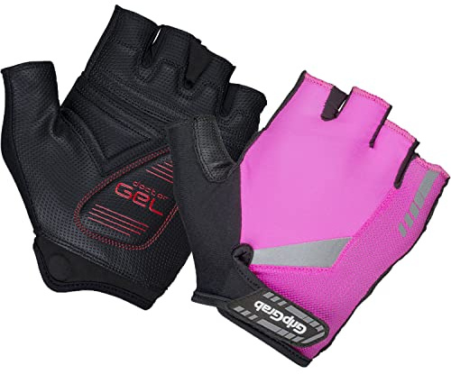 GripGrab ProGel vadderad kortfinger handske cykelhandskar sommar, rosa Hi-Vis, L