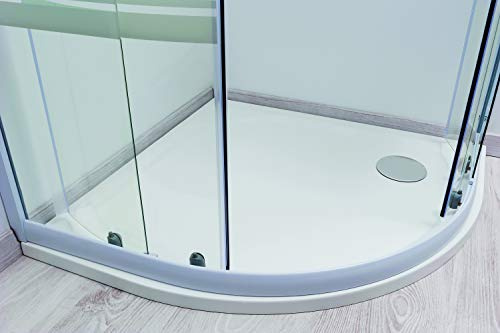 ONDÉE Receveur de douche HESTIA Béton de 90x3cm Cercle synthèse composé | À poser extra-plat, Antidérapante, particules de quartz et de carbonate de calcium, résine, Blanc, finition soignée