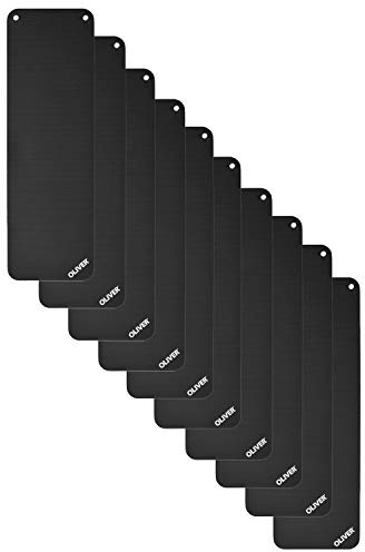 Oliver – 10er Set rutschfeste Sportmatte mit Quer-Rillen & Ösen zum Aufhängen – extra dicke Yogamatte für Yoga, Pilates, Gymnastik & Fitness – Gymnastikmatte Fitnessmatte (180 x 60 x 1,5 cm | Schwarz)
