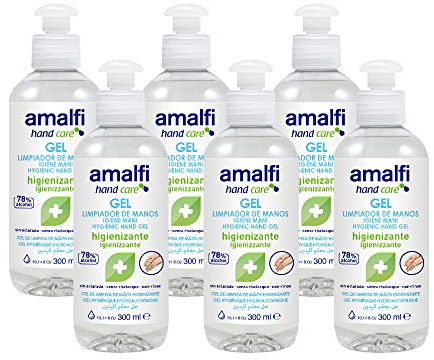 Set 6 pezzi - Gel Igienizzante per Mani con 78% di Alcool Senza Risciacquo da 300ml con Tappo Flip