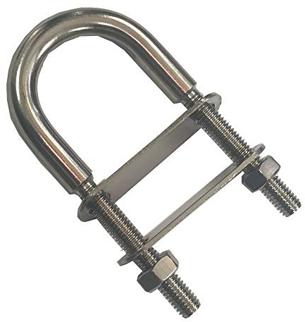 M8 x 100mm U Bolt Marine Hardware – A4 316 Stainless Steel Round Bend U-Bolt with Nuts & Plate for Boat Deck, Yacht Rigging, Pipe Clamp, Trailer & Outdoor Fixing
