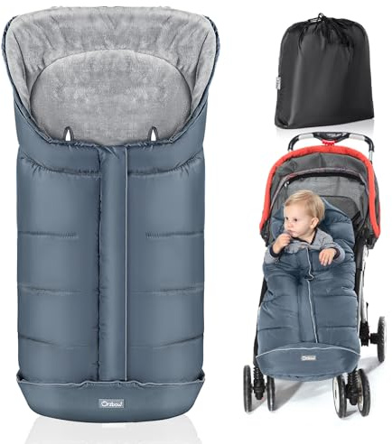 Orzbow Warm Bunting Bag Universal, Stroller Sleeping Bag Cold Weather, Waterproof Toddler Footmuff (Grey, Large)
