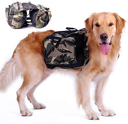 PJDDP Großer Hunderucksack,Hund Packtaschen Doppeltasche, Verstellbare wasserdichte Schultertasche Satteltasche Radtasche Hundegeschirr, Hound Travel Outdoor Hund Rucksack Für Mittelgroße Hunds,L