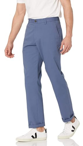 Amazon Essentials herr Classic-Fit skrynkelbeständig Chino-byxa med platt framsida (finns i stora och långa), indigo, 30 B x 28 L