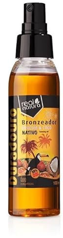 Real Natura - Óleo Bronceador Urucum + Coco - Bronceado Natural - Hidratación Intensa - Protección Antioxidante - Textura Ligera - Para Todo Tipo de Piel - 200 ml