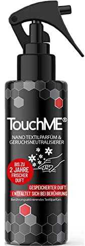 TouchME - Textilerfrischer Spray u. Geruchsneutralisierer | Berührungsaktivierendes Textil Parfüm & Geruchsentferner | Ideal als Auto Duft, Wäschespray od. Nikotinentferner (200ml) | Premium Black Red
