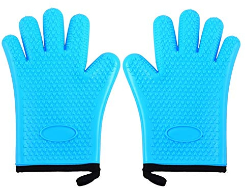 Jjoer Heat Gloves Oven Gloves Kids Oven Gloves Heat Proof Gloves Silicone Oven Gloves Heat Resistant Silicone Double Oven Gloves Funny Oven Gloves Blue,One Size