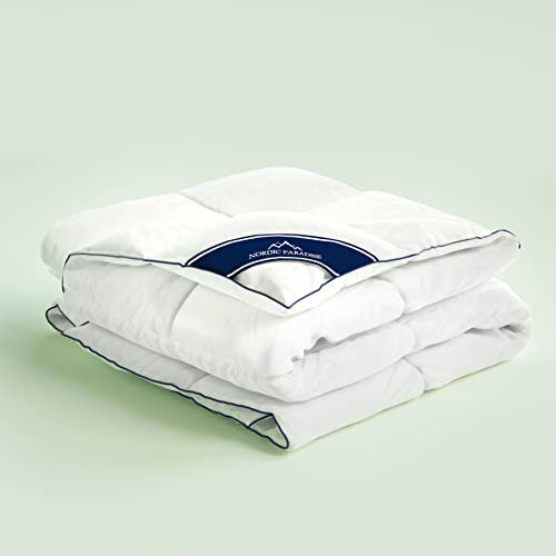 Nordic Paradise - Couette en Duvet Deluxe - 240x220 cm - Été - légère - 90% Duvet de Canard Blanc Français - Enveloppe Coton Anti-Acariens