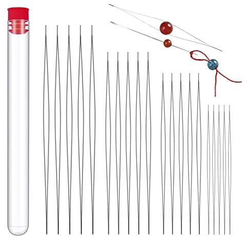 ORFION 30 Pezzi Aghi Perline Grandi Occhi，Bead Needle Aghi per Perline Pieghevoli 6 Misure per Artigianato e Creazione di Gioielli