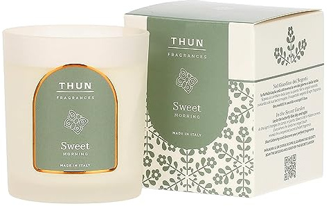 THUN, Candela Sweet Morning, con Note di Ciclamino e Rosa, Versione Piccola, Linea Thun Fragrances, 150 gr