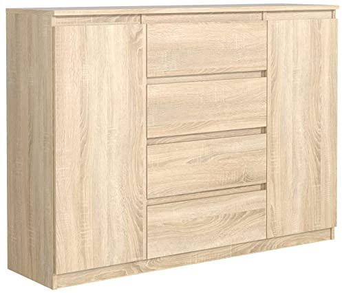 meble masztalerz Kommode 70, 4 Schublade 2 Türen, Sonoma | Kommodenschrank 138, 6x101, 5x39 cm, Moderne Schubladenschrank, Sideboard für Wohnzimmer, Flur & Schlafzimmer