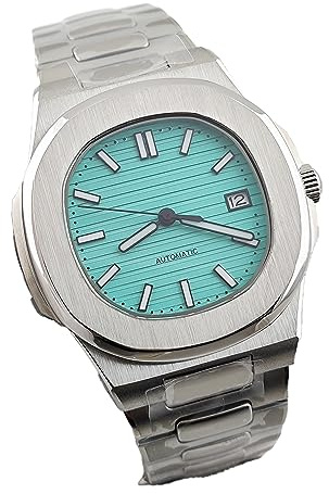 Aucun logo NH35 boîtier Nautilus montre 40mm en acier inoxydable pour homme, montres mécaniques à quartz, installation de mouvement NH35, Tiffany, Classique