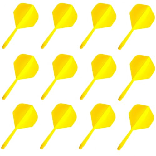 YIEUR 12 Stück Dart Flights mit Schäfte stabil Gold, 75mm Kunststoff Standard Dart Zubehör für Darts Dartpfeil Spiel(Gold)