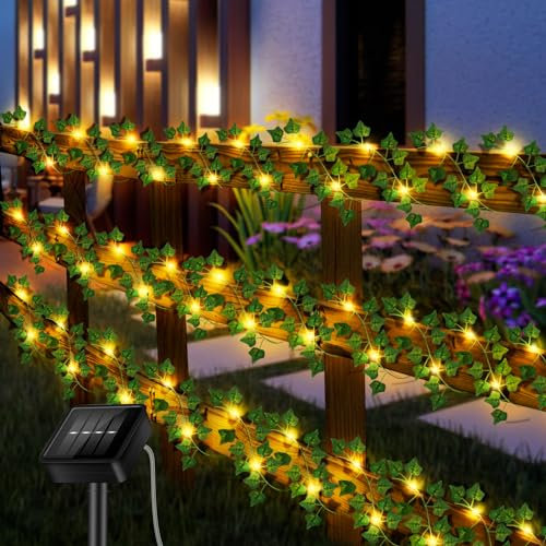 Marstey Artificial Ivy Leaf Solar String Light 80led 8m,Garland Fairy Lights,Ivy Vine String Light Waterproof Decoration Led Fairy Lights For Garden Balcony Wedding Party Christmas Room Decor