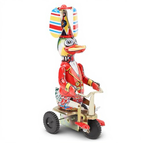Ente auf Dem Fahrrad Blechspielzeug, Ente auf Dem Fahrrad Blechspielzeug, Klassisches Sammlerstück Zum Aufziehen mit Beweglichen Knien, Pedalen, Retro Aufziehspielzeug,