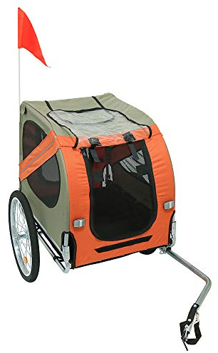 Belfoyer Fahrradanhänger, Fahrrad Anhänger für Hunde, Hundefahrradanhänger mit Reflektoren & Lleine, Hundebuggy, Fahrradanhänger Hunde Gefedert, Hundeanhänger für Fahrrad (orange Farbe)
