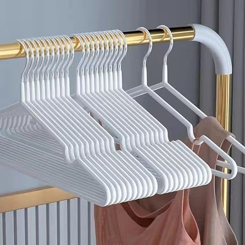 Grucce appendiabiti in metallo (40 cm) – 30 pezzi salvaspazio per adulti, spessore 0,4 cm, carico con indumenti pesanti, grucce con scanalatura antiscivolo per cappotti, pantaloni (bianco)