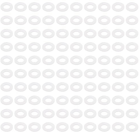 PATIKIL Nylon Flat Washers 3mm ID 6mm OD 0.5mm Thick M3 Hard Plastic Round Sealing Flange Gaskets-Applications for Machinery Electronics -[Qty 100 White]