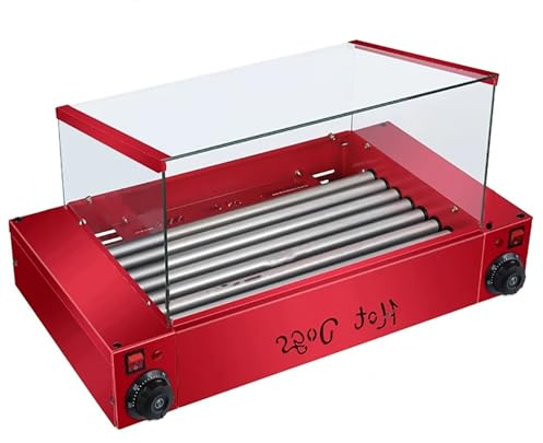 Máquina De Rodillo for Perritos Calientes,Máquina De Parrilla for Perritos Calientes De Piedra Volcánica De 1000 W,Máquina De Cocina for Parrilla Con Bandeja De Goteo Extraíble De Acero Inoxidable