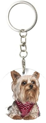 EgoMed Runder Metall-Schlüsselanhänger, Metall-Schlüsselanhänger, Autoschlüsselanhänger, Ringhalter, 1 Stück, Yorkshire Terrier Teetasse Hund Baby