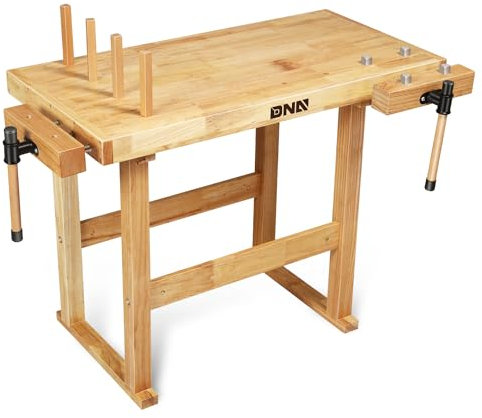 DNA MOTORING Robuste Holz-Werkbank, Holz-Werkbank für Werkstatt, Garage, mit verstellbarem Griff, TOOLS-00523