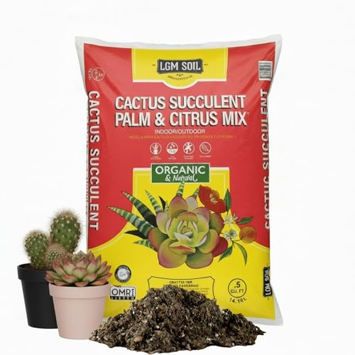 LGM Premium Cactus & Succulent Soil Mix (0.5 Cu Ft) – Root Rot Protection with Volcanic Ash & Chicken Manure – Fast Draining Mix for Indoor Plants, Aloe, Citrus, & Palms – Organic, Ready-to-Use