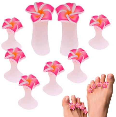 Flower Toe Separator 2024 Silikon Gänseblümchen Blume Zehenspreizer Zehenspreizer | Wiederverwendbare Zehentrenner für Nagellack Pediküre Werkzeuge (Rosa 8 Stück)